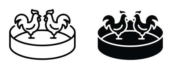 Fototapeta premium Rooster Icons, Farm Animal Graphics, Poultry Vector Art, Two Cockrels Silhouette