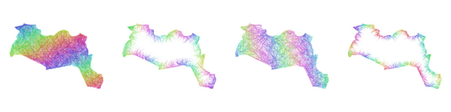 Rainbow sketch Sila, Chad outline map design set