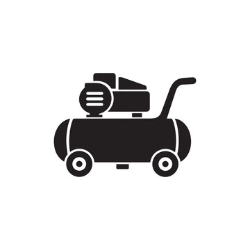 Air compressor icon for industrial pneumatic power and workshop equipment
Solid black air compressor icon with tank and wheels for industrial pneumatic power, workshop equipment and construction air 