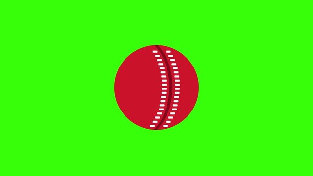 Spinning Red Leather Cricket Ball with White Seam Loop Animation on Chroma Key Green Screen