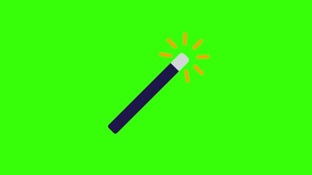 Magic Wand with Sparkle Radiance Infinite Loop Element on Chroma Key Green Screen Background