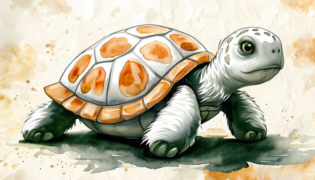 Detailed Turtle Illustration with Intricate Shell Pattern, Hand Drawn Reptile with Decorative Natural Details, Artistic Wildlife Character Design Isolated on Background