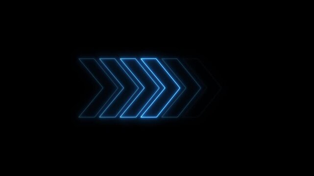 Forward arrows animation displays rapid progression on dark space. Sequential user interface navigation telemetry guides forward arrows. Motion graphics use active arrows.
