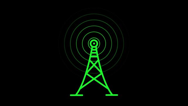 Radio waves tower connective network and signal waves . communication tower produce radio wave. harmful radio frequency for human.4k motion video..