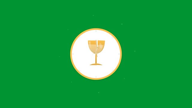 Fragile cargo shipping wine glass icon transitioning from broken to fixed state inside circular badge on vibrant green screen background in 2D vector animation motion graphic