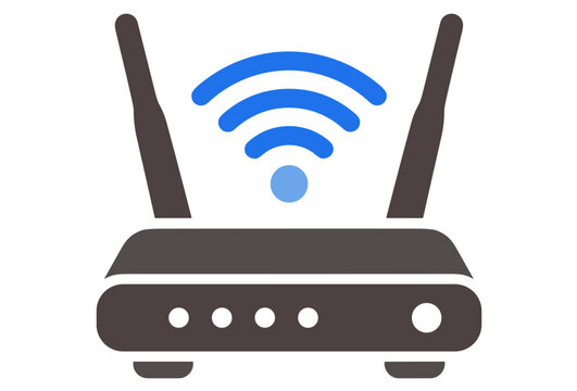 Wireless Router Icon with Signal Waves, Modern Network Connectivity Symbol, Flat Vector Illustration for Internet Technology and Communication Concepts