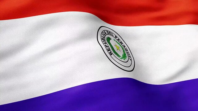 Paraguay waving flag animation loop with a realistic flowing motion, ideal for national, patriotic, and international-themed projects