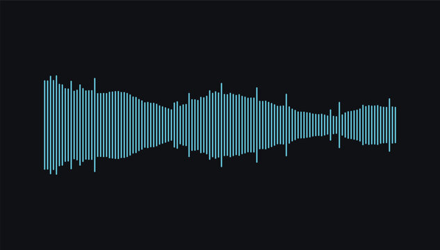 Digital sound wave equalizer vector, blue audio frequency waveform graphic, voice recording signal background