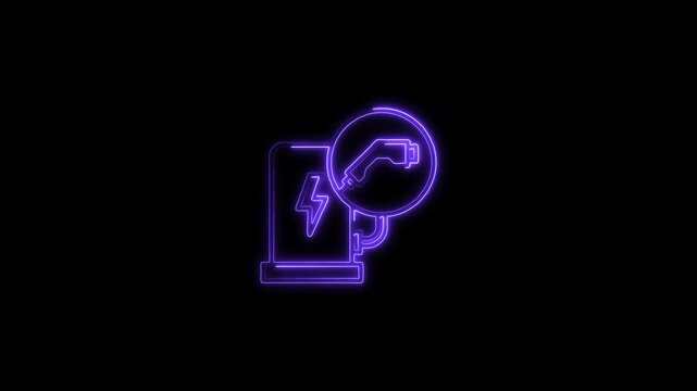 bule Neon Exit Sign Arrow Icon Animation Glowing on Black Background Dynamic Motion Graphic