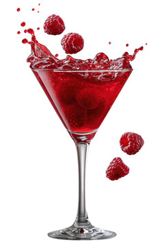 Red Raspberry Cocktail In Martini Glass