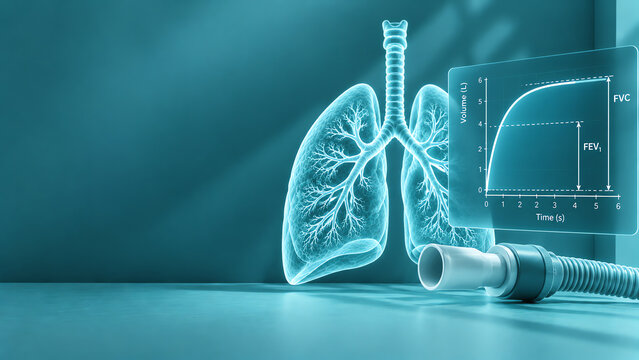 Spirometry and Pulmonary Function Test with Human Lungs Medical Concept
