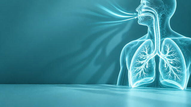 Human Respiratory System and Breathing Medical Concept with Copy Space