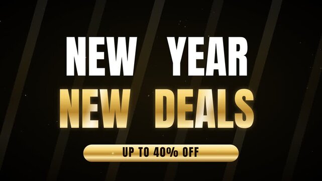 New Year New Deals with Up to 40 Percent Off Sale Promotion Banner