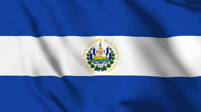 El Salvador waving national flag animation loop with realistic fabric motion.