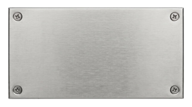 Brushed Metal Rectangular Plate with Four Phillips Head Screws