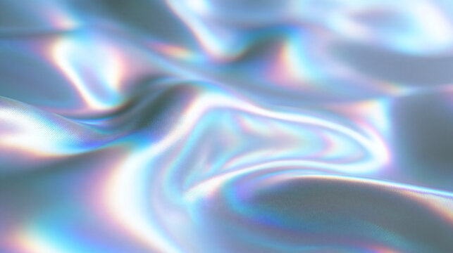 Holographic Iridescent Wavy Silk Fabric Texture Background