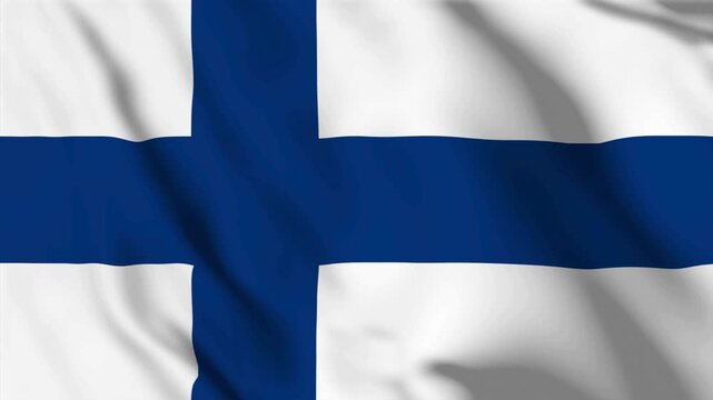Waving flag loop featuring the national flag of Finland, symbolizing Finnish identity and national pride.