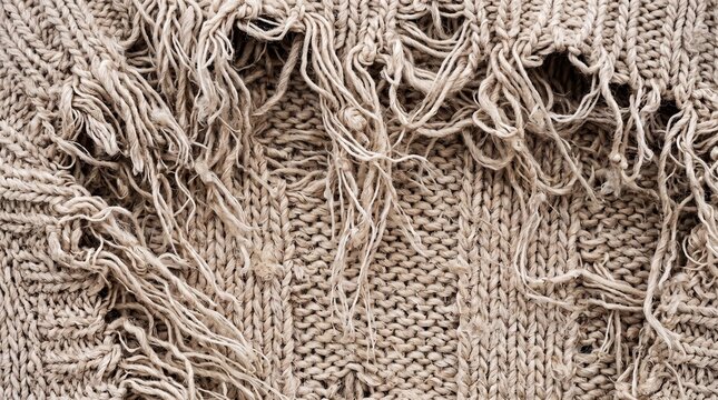 Torn and Frayed Knitted Wool Fabric Texture