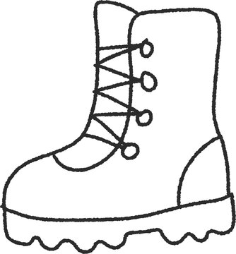 Single military combat boot line art illustration