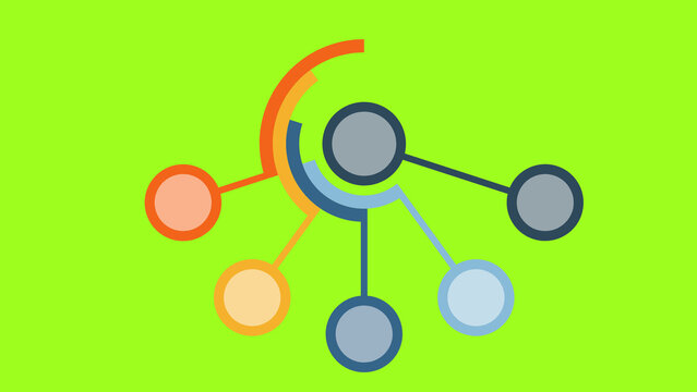 Network diagram infographic featuring connected nodes and concentric arcs for technology platform architecture and business process