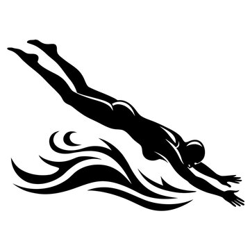 Swimmer diving into pool
