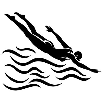 Swimmer diving into pool
