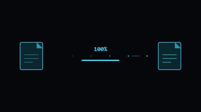 Digital Data Transfer Progress Animation Between Documents