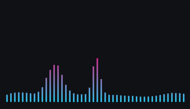 Neon audio wave equalizer display, digital sound spectrum graph vector, vibrant music signal frequency level background