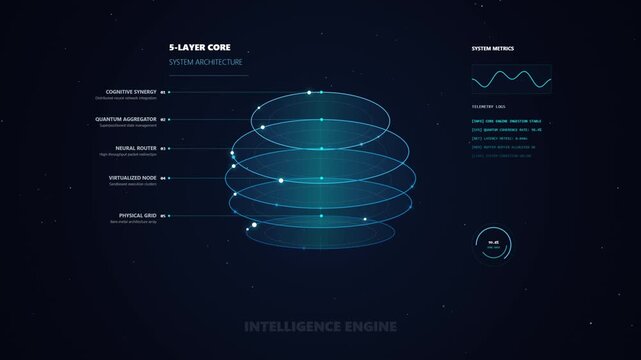 Abstract 5 layers business technology infographic template - Abstract transparent sliced sphere diagram with space for your text for modern technology presentations - glassmorphism style