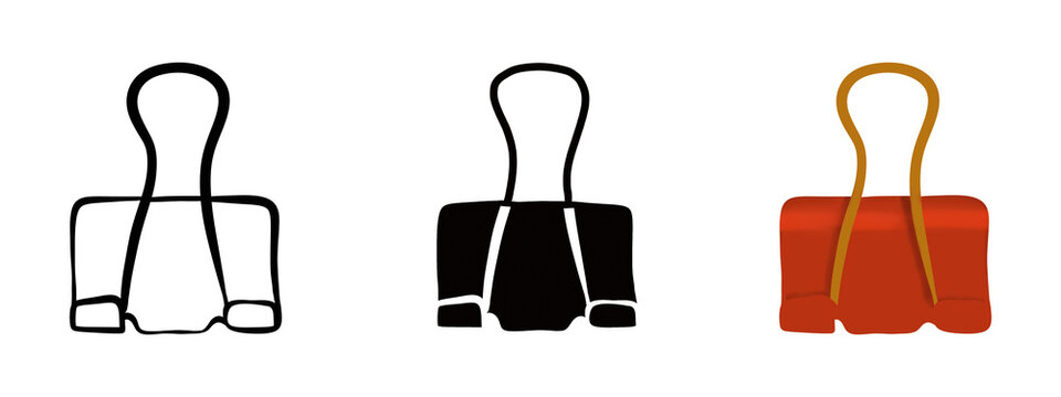 Three binder clip on transparent background