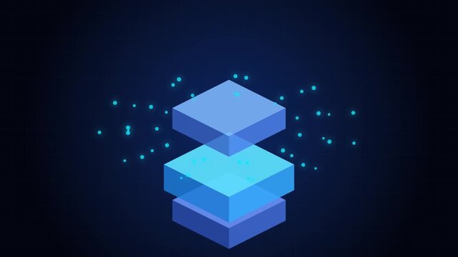 AI Automation architecture layers diagram template - isometric infographics technology