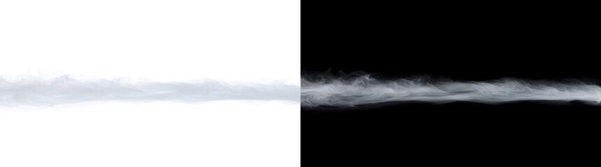 Naklejka premium Smoke band flowing horizontally with wavy edges perfect for overlay design in PNG Transparent and Black Background Versions