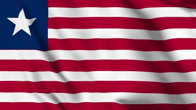 Liberia national flag waving in a smooth animation loop, ideal for patriotic, cultural, and international content
