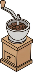 Manual vintage coffee grinder vector illustration, hand coffee mill icon © 예주 김
