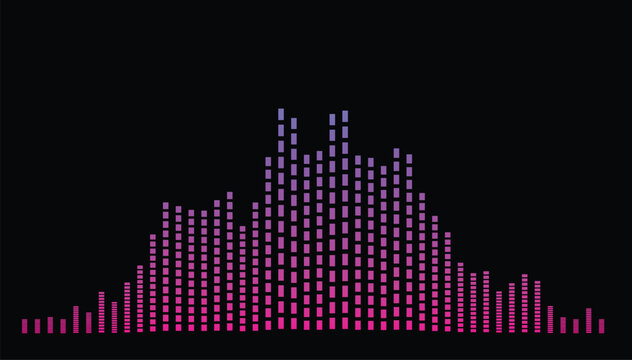 Digital Audio Equalizer Equalizing Waveform, Neon Gradient Sound Frequency Bars, Colorful Music Volume Analyzer Vector