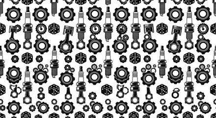 Fototapeta premium Automotive parts seamless pattern vector illustration