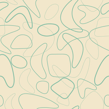 Seamless geometric pattern in vintage style, 50s mid century atomic age vector abstract background.