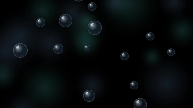 Bubbles floating in darkness, a mesmerizing visual effect that evokes a sense of wonder and mystery.
