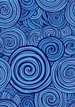 Abstract blue swirl pattern, organic texture, flowing lines, calming design, decorative background, seamless art.