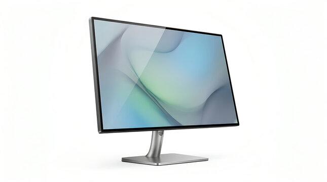 Modern computer monitor with sleek metal stand on transparent background transparent background