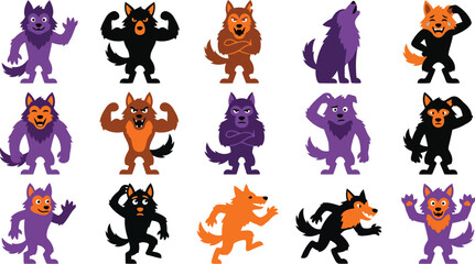 Obraz premium Halloween Black Cat Character Collection