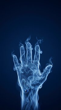 Ethereal smoke hand reaching forward, symbolizing human touch and emotional connection