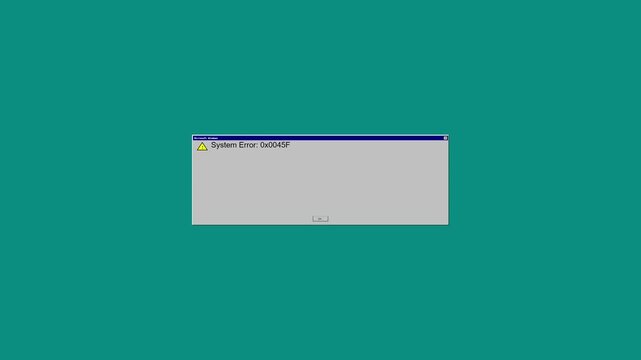 Retro computer error windows on a teal background
