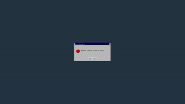 Vintage style computer system error pop up windows on dark screen