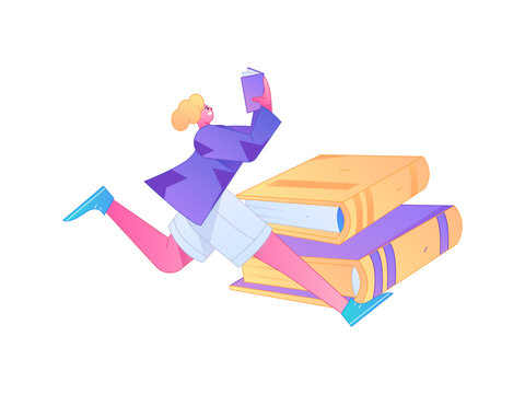 Character reading quietly vector concept operation hand drawn illustration
