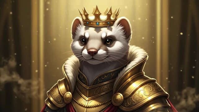 Regal Ferret Wears Golden Armor Crown.