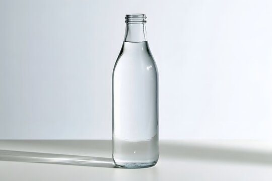 Minimalist water bottle with a single drop of water on its surface  symbolizing purity and hyd n