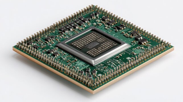 A high performance central processing unit chip isolated on a clean white background for technology concepts