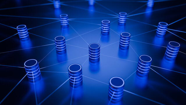 database big data center storage process technology analysis&nbsp;sharing networking neural network connect artificial intelligence futuristic deep learning machine background 3d rendering.