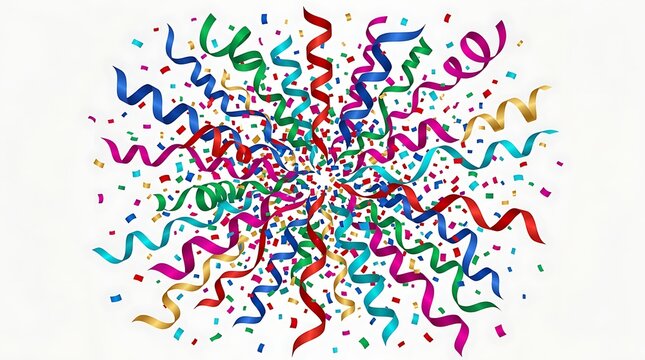 Colorful party streamers and confetti burst